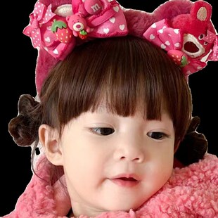 儿童假发女孩满月拍照道具宝宝发型可爱短发齐刘海双丸子头全头套