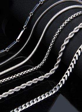 翼力男款项链钛钢时尚个性配链霸气男款蛇骨链潮男型男锁骨链配饰