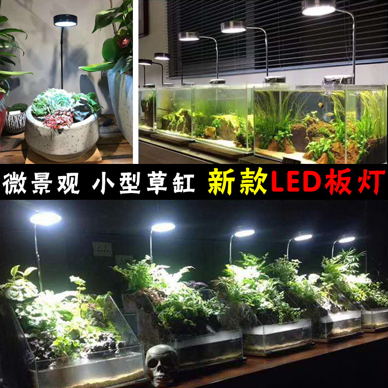 迷你鱼缸灯微景观led支架灯雨林缸生态瓶竹板水草灯水族箱照明灯