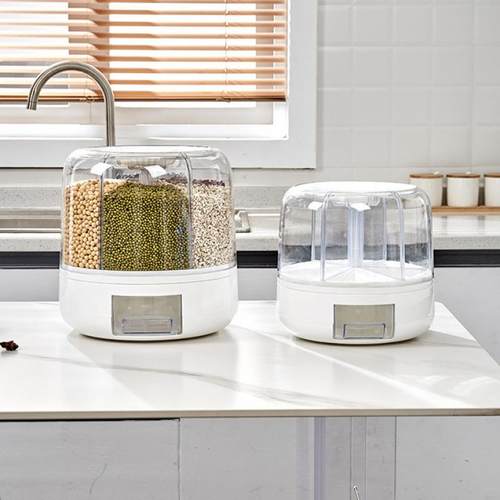 新款多功能可旋转米桶五谷杂粮收纳桶分格米桶粗粮收纳防尘米缸