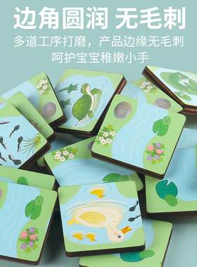 木制玩具小蝌蚪找妈妈华容道迷宫配对拼图幼儿童早教益智亲子互动