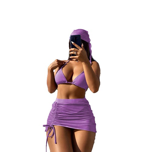 2026新款网纱比基尼泳装四件套海边度假葫芦岛泳衣女式套装bikini