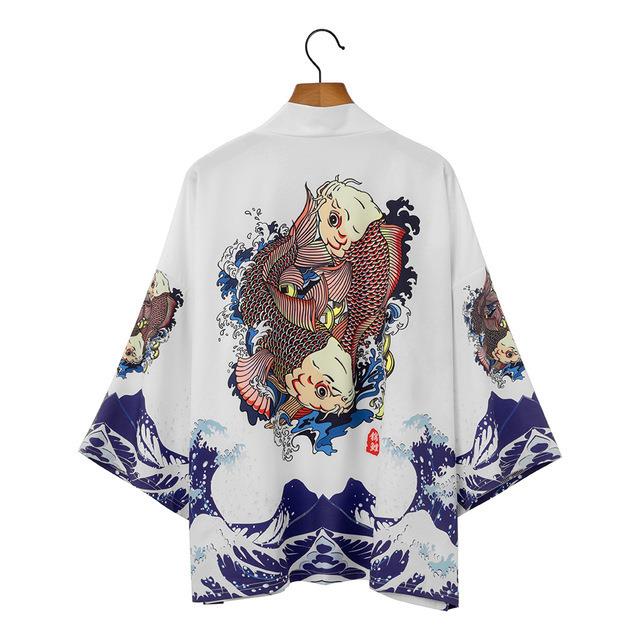 2披023款新日系浮世绘国风NYX夏仙鹤和服风季休闲开衫七分袖道袍