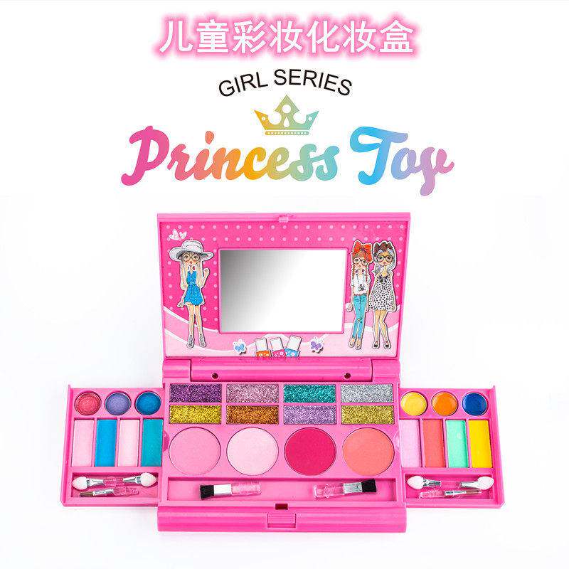 跨境儿童彩妆化妆品玩具公主彩妆盒女孩口红化妆盒全套套装礼物
