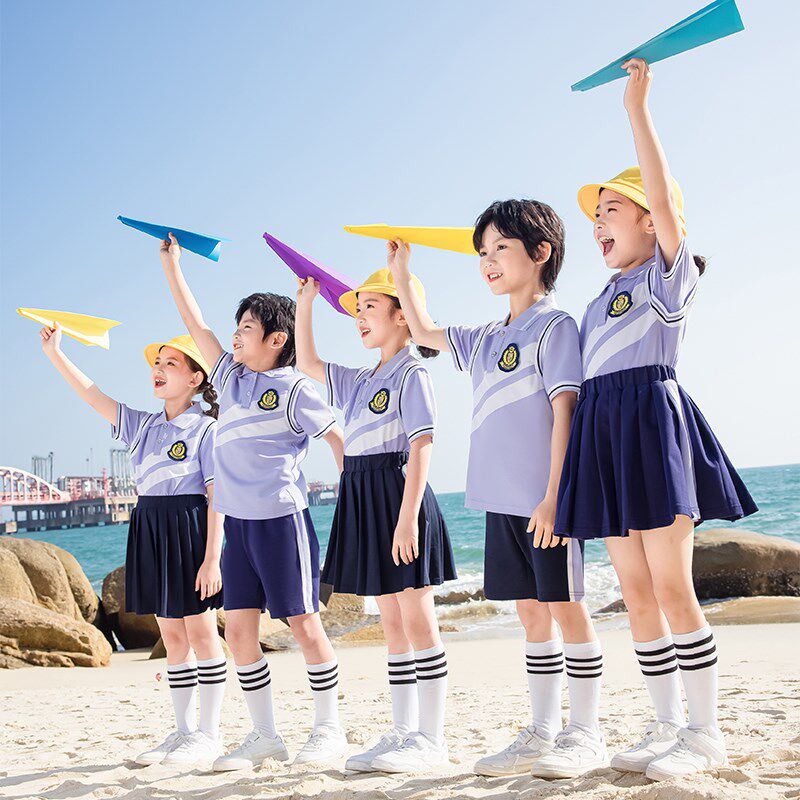 学院风紫色校服套装m中小学生春夏装新款男女儿童年级班服幼儿园