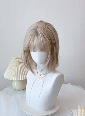 假发女短发齐刘海假发套夏季薄款俏皮米金色波波头短Y直发全头套
