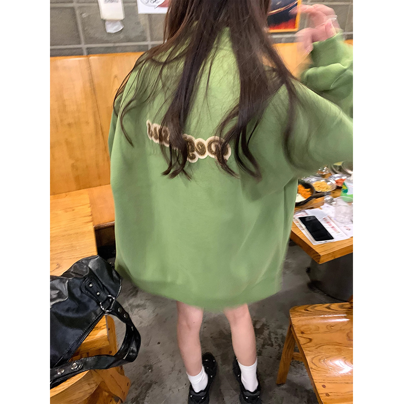 美式复古刺绣字母夹克外套女秋冬2023新款韩系慵懒加厚棒球服上衣