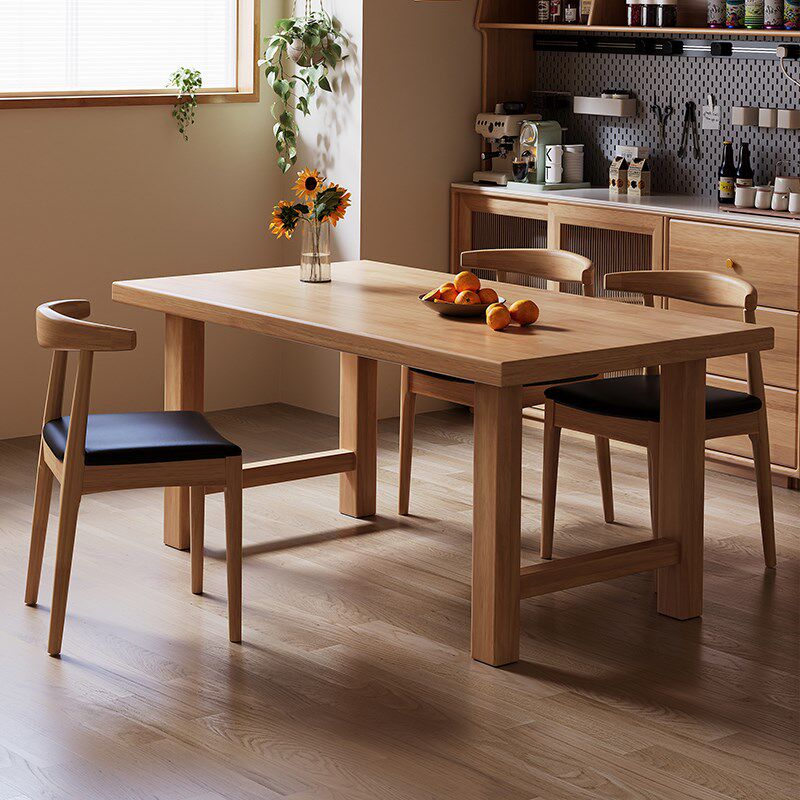 实木餐桌椅大尺寸简约原木饭桌家用客厅吃饭桌子小户型方桌办公桌