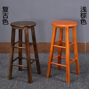 高凳子吧台实木高脚凳圆凳奶茶店凳家用椅子凳子吧台椅手机店凳子