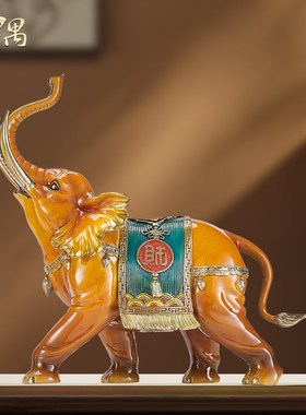 新中式铜象摆件一对客厅招财玄关电视柜酒柜办公室装饰品乔迁礼品