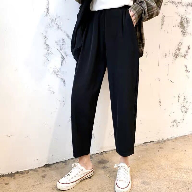孕妇萝卜裤春夏宽松小脚显瘦哈伦裤春季黑色九分休闲直筒奶奶裤潮