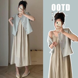 小个子孕妇夏装连衣裙2025新款套装时尚洋气时髦上衣吊带裙子夏季