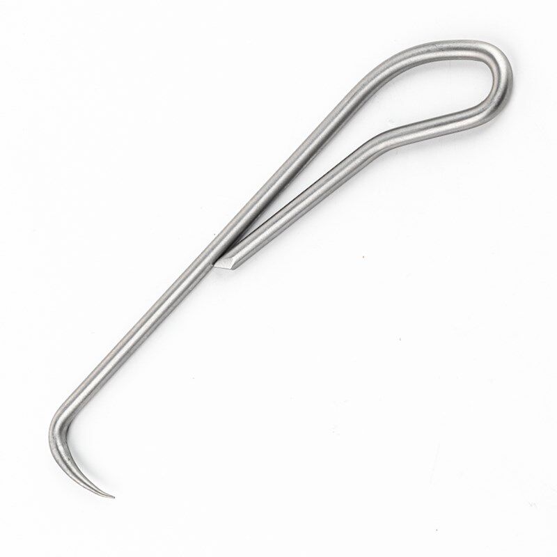 不锈钢单爪根钩松土根勾园艺工具盆栽盆景养护松U土钩木柄单爪钩