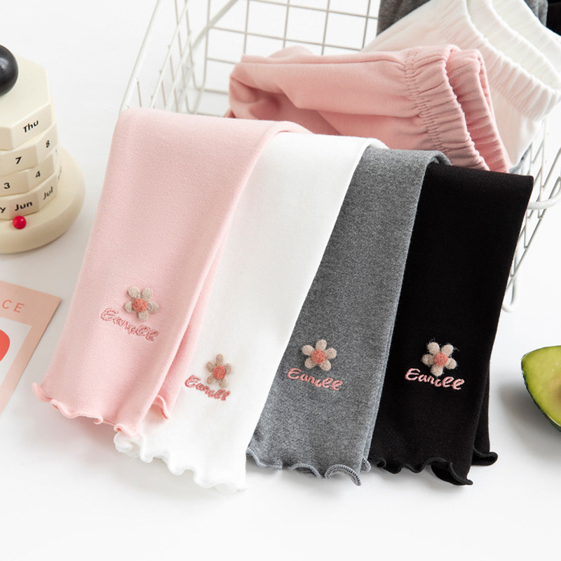 女童打底裤春秋薄款外穿韩版新款洋气灰色儿童长裤女宝宝纯棉裤子