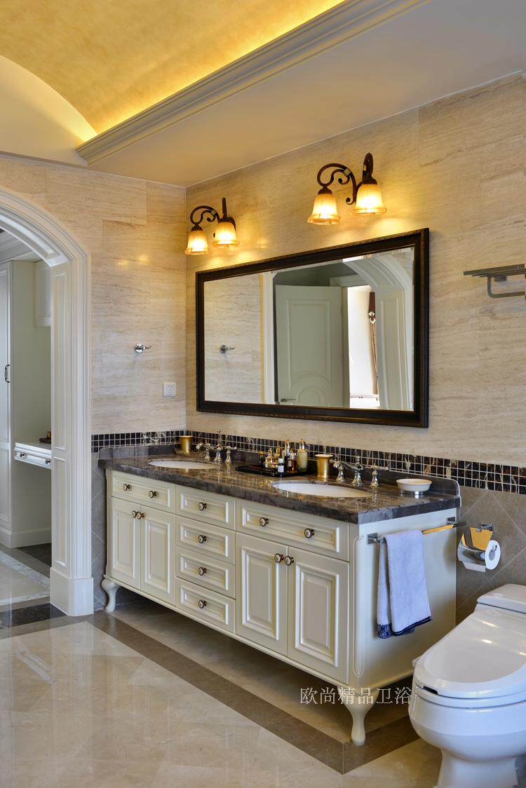 橡木实木欧式仿古田园美式落地浴室柜组合洗漱台洗手洗脸盆柜8030