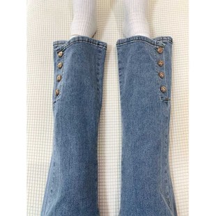 孕妇裤子直筒牛仔裤春秋外穿大码弹力黑色显瘦小个子微喇叭裤春装