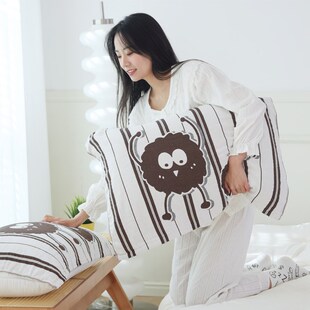 枕巾一对装e纯棉纱布2024新款全棉冬季可固定枕头巾枕头套巾防头