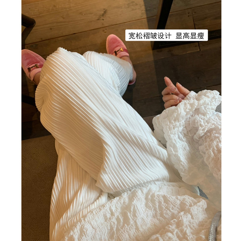 孕妇裤子春秋外穿薄款托腹宽松直筒阔腿裤垂感压褶拖地长裤春夏季