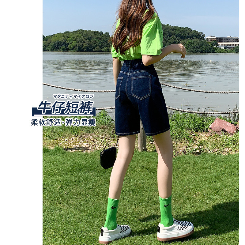 孕妇五分牛仔短裤外穿夏款2023新款宽松显瘦夏天直筒阔腿裤子夏装