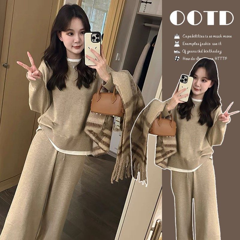 孕妇装秋装穿搭套装2024新款早秋休闲时尚针织小个子秋冬季两件套