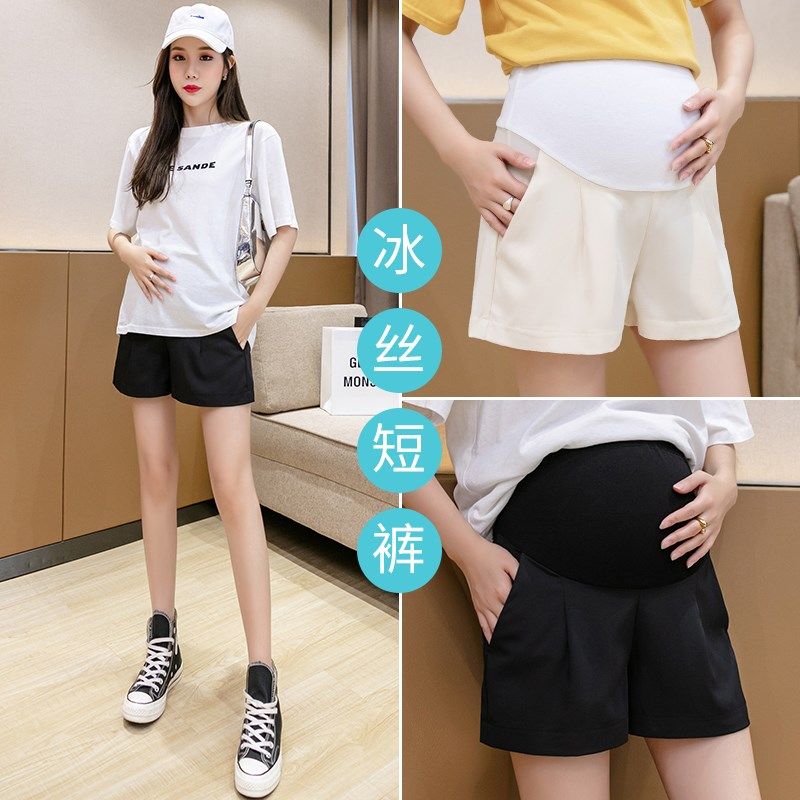 孕妇裤子夏季外穿怀孕托腹短裤2024新款孕妇打底裤夏装冰丝西装裤