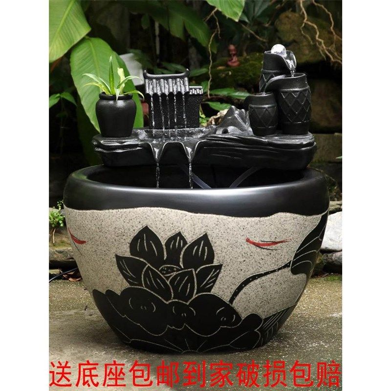 大型陶瓷流水鱼缸水缸阳台造景水循环鱼缸办公室客厅养鱼缸落地缸,橡塑材料及制品,其他塑料制品,淘宝优惠券,粉丝福利购,淘宝优惠卷