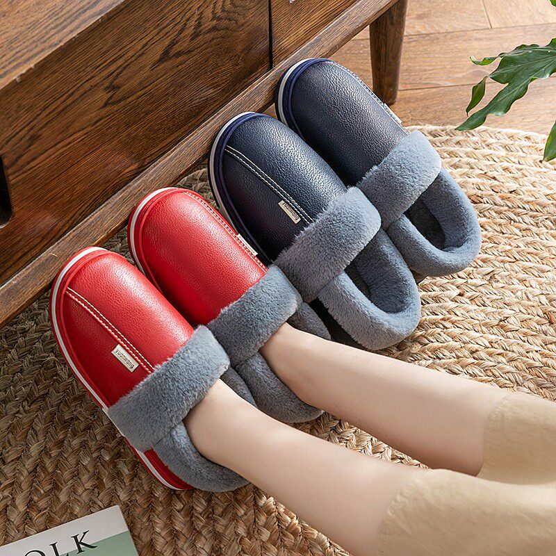 特大码棉拖鞋女包跟冬季情侣家居家室内防滑家用加大码棉拖鞋男