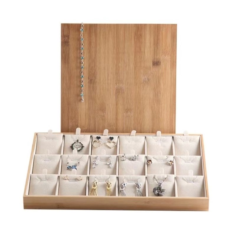 竹木首饰盘吊坠耳钉耳环收纳架项链首饰展示架珠宝饰品展示托盘