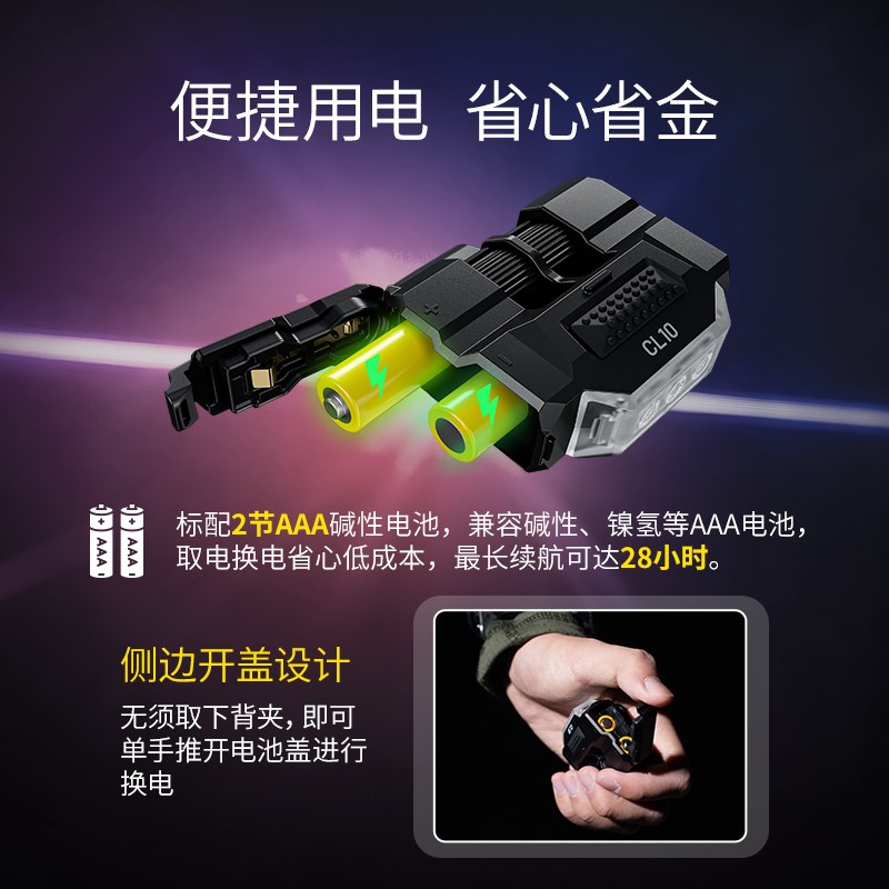 NITECORE奈特科尔夹灯CL10三光源肩灯巡逻新款迷你超亮帽夹灯