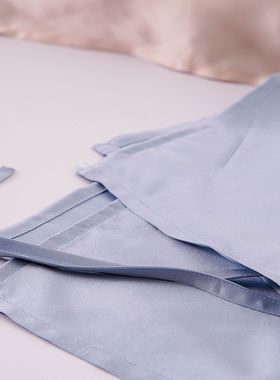 真丝枕巾100桑蚕丝丝绸枕头皮护发透气助睡眠夏季枕头套丝滑绑带