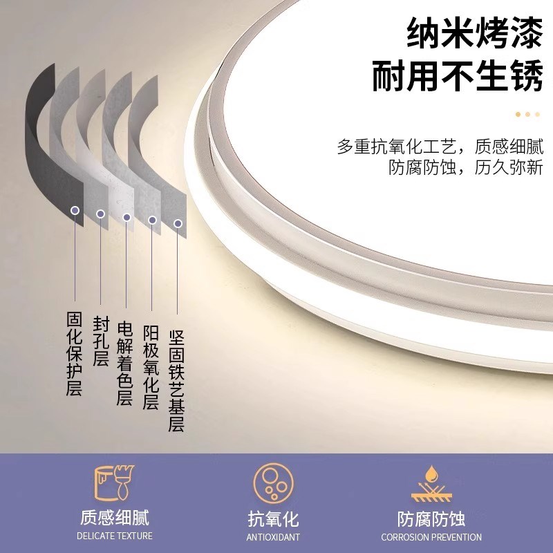 卧室灯2025新款客厅灯简约现代圆形房间阳台灯具吸顶灯超亮