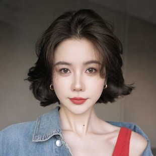 网红时尚款假发2025年新款气质全头套短发翘翘头卷发轻薄透气真发