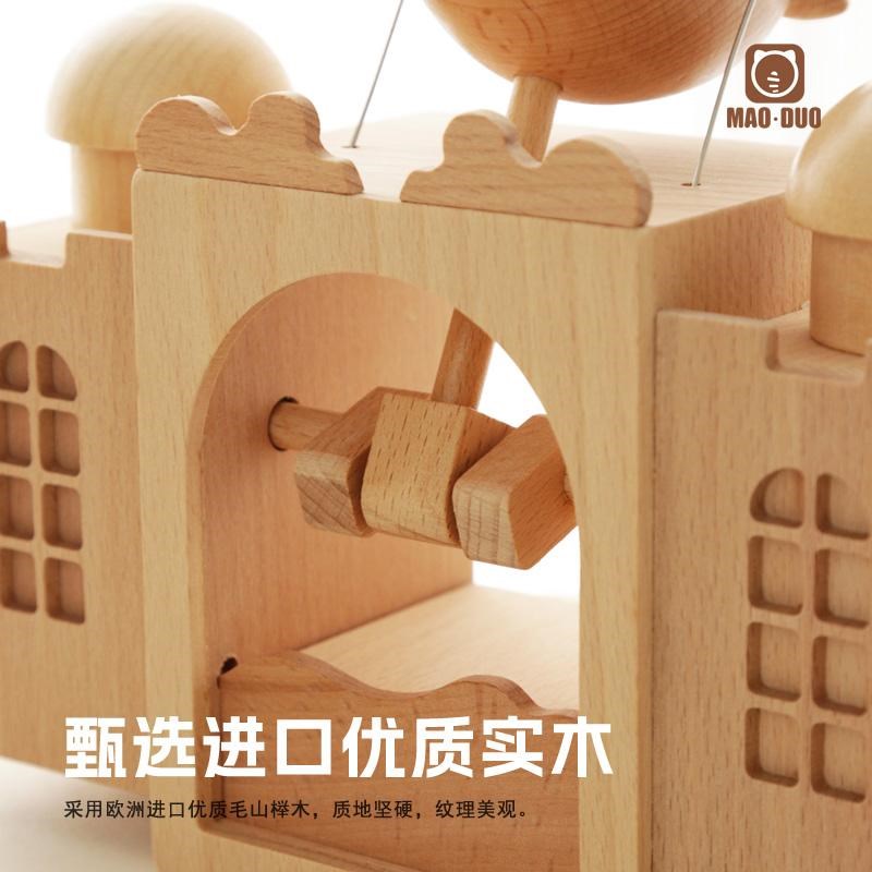 飞猪音乐盒会飞动电动小飞猪生日礼物城堡创意摆件家居木质八音盒