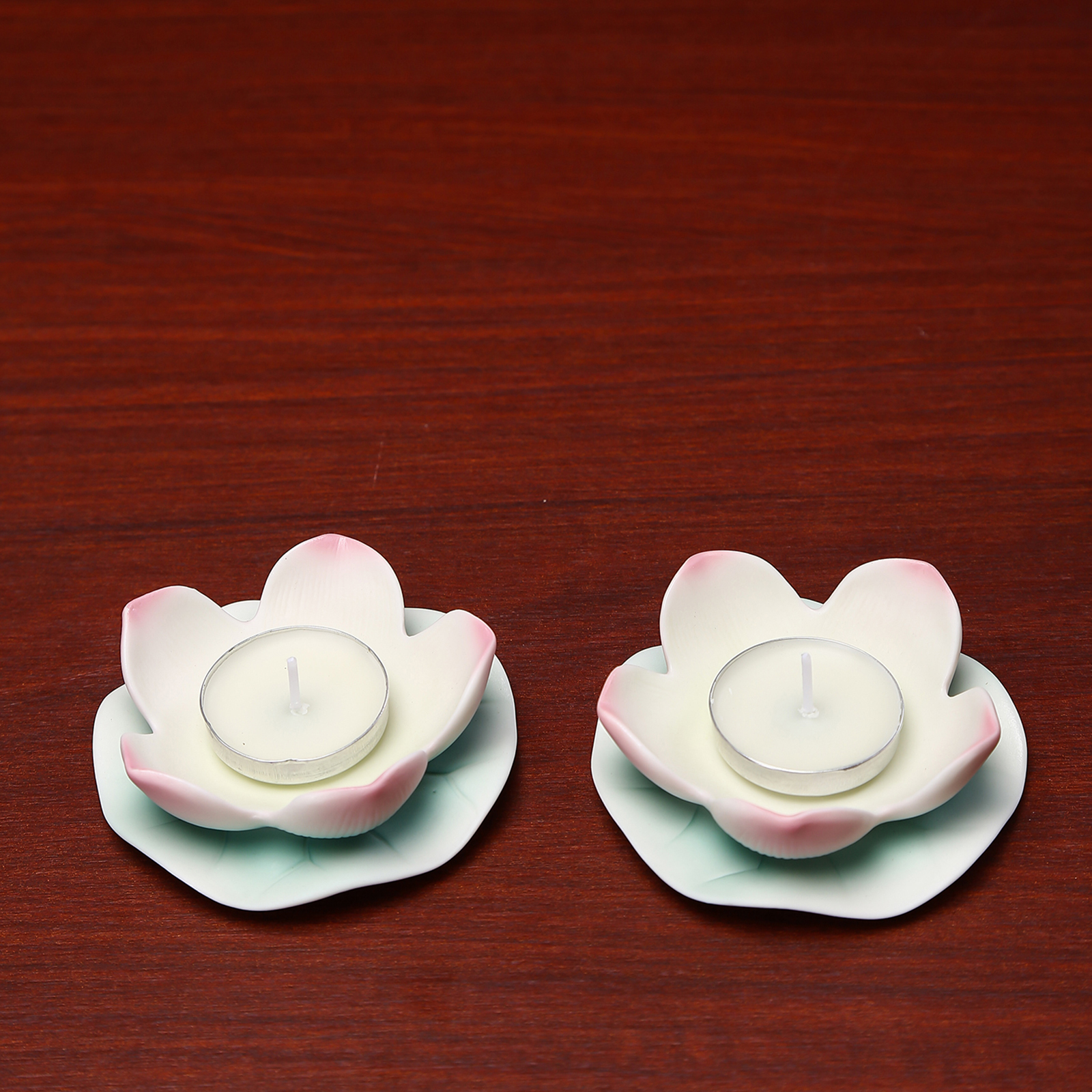 粉青佛前供佛莲花烛台佛堂摆件