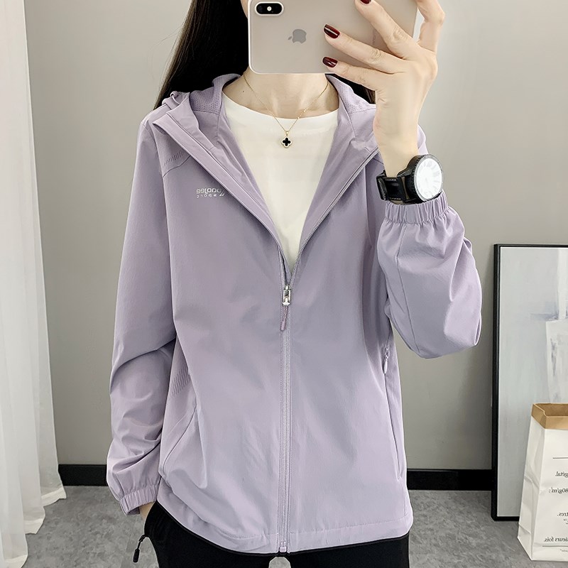 春秋单层冲锋风衣女外套2024新款连帽大码透气防风防水登山服套装