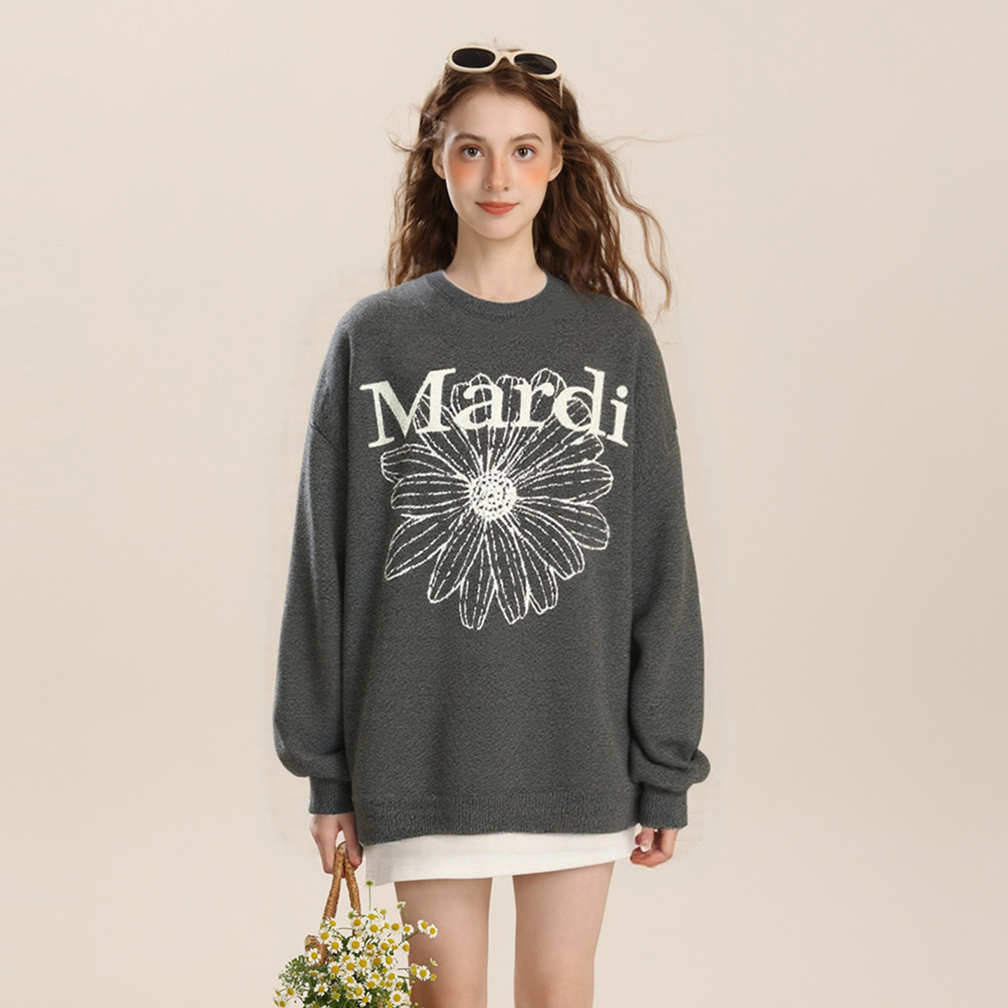 Mardi韩版休闲圆领套头毛衣