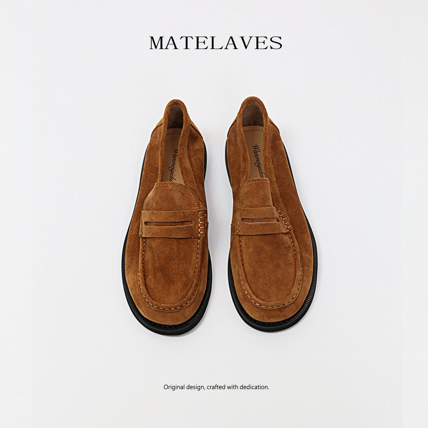 MATELAVES 老钱风麂皮乐福鞋男真皮一脚蹬懒人小众设计休闲豆豆鞋,流行男鞋,乐福鞋（豆豆鞋）,淘宝优惠券,粉丝福利购,淘宝优惠卷