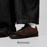 MATELAVES 复古老钱风方头德训鞋男高级感小众百搭拼色系带训练鞋