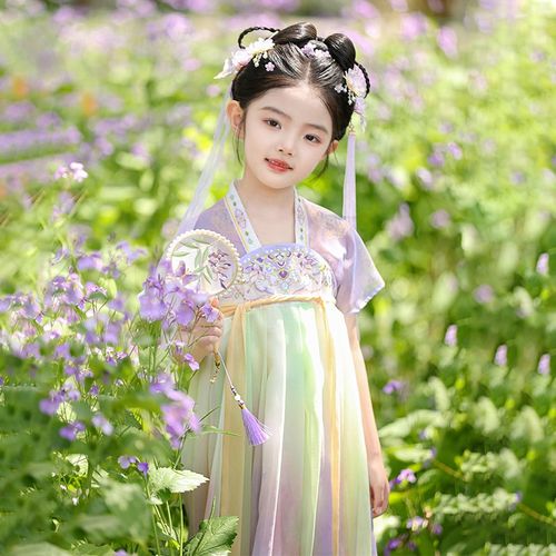 汉服女童夏季2025新款儿童w高端仙气国风公主连衣裙女宝宝古风襦