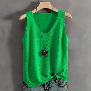 无袖 打底衫 薄上 胖mm夏外穿针织吊带背心女内搭宽松大码 2024新d款