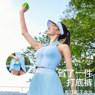 假两件网球运动短裙跑步运动速干防G走光健身百褶半身裙1165