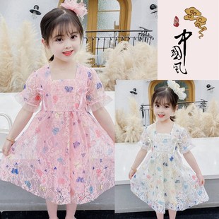 6岁女宝宝蕾丝连衣裙U网纱公主裙汉服裙 夏季 女童裙子0