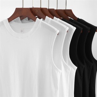 T恤砍袖 运动健身跨栏篮球坎肩无袖 外穿打x底衫 230g纯棉背心男夏季