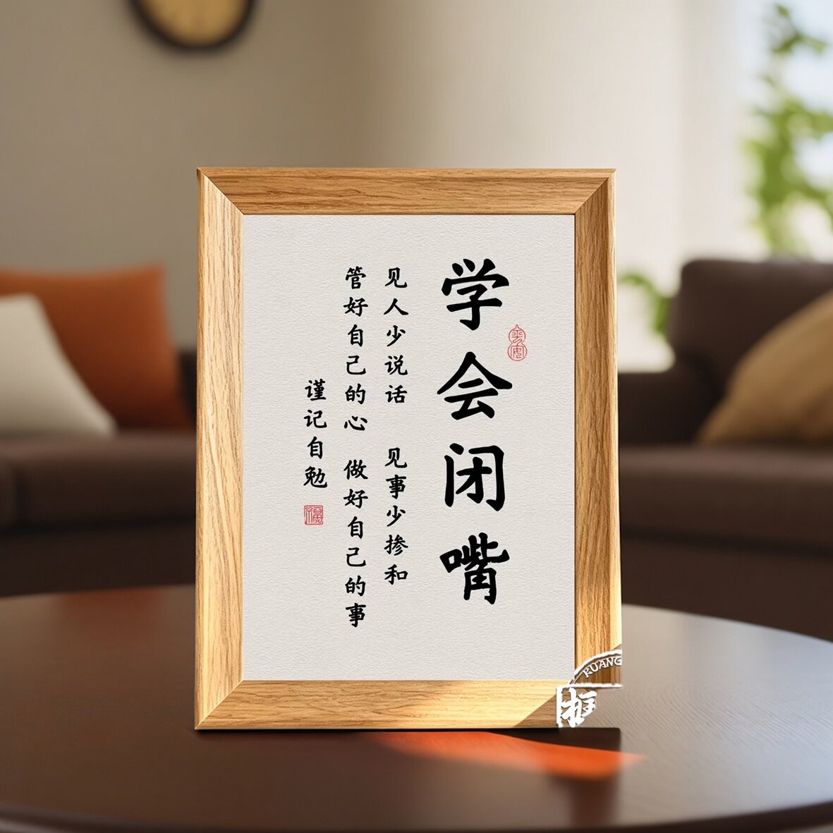 学会闭嘴木质挂墙书法相框