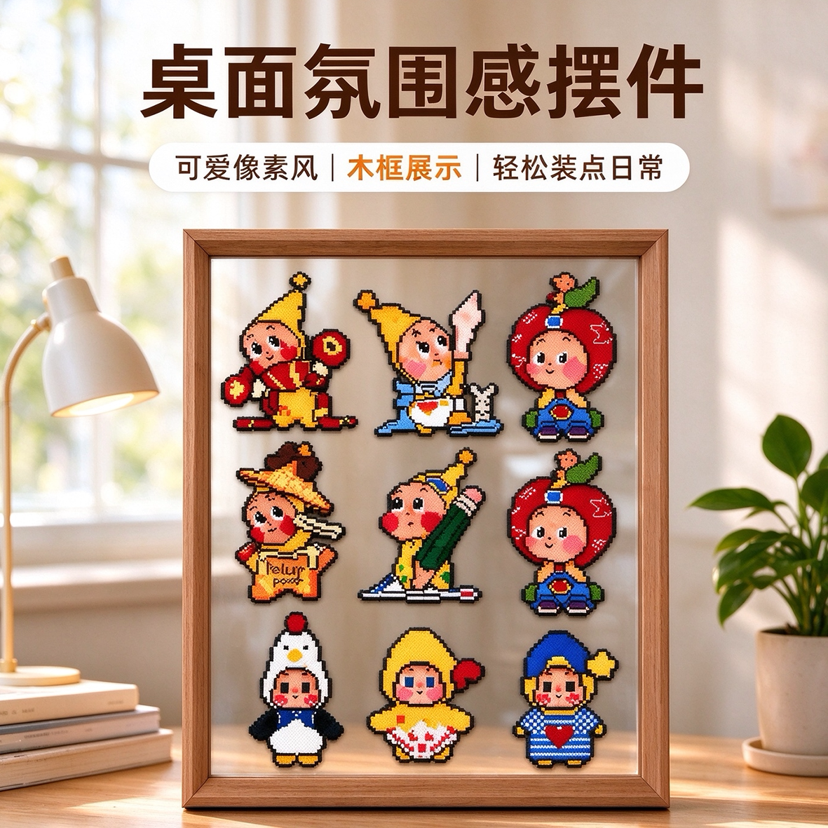 像素拼豆木质相框桌面装饰