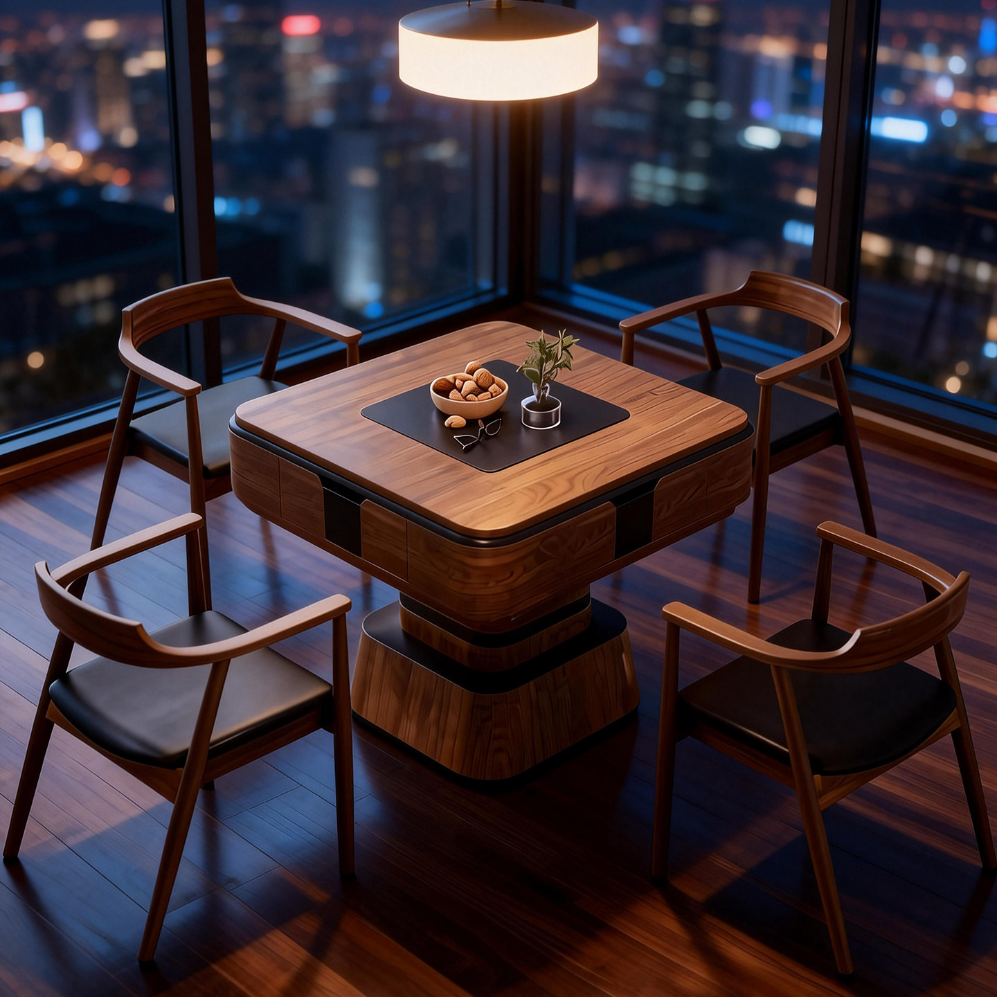 芙欧堡全自动实木升降麻将机中式家用棋牌桌椅套装电动茶几麻将桌