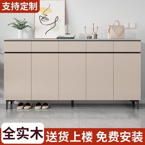 全实木鞋柜家用门口走廊入户x储物柜室内新款一体落地靠墙玄关柜