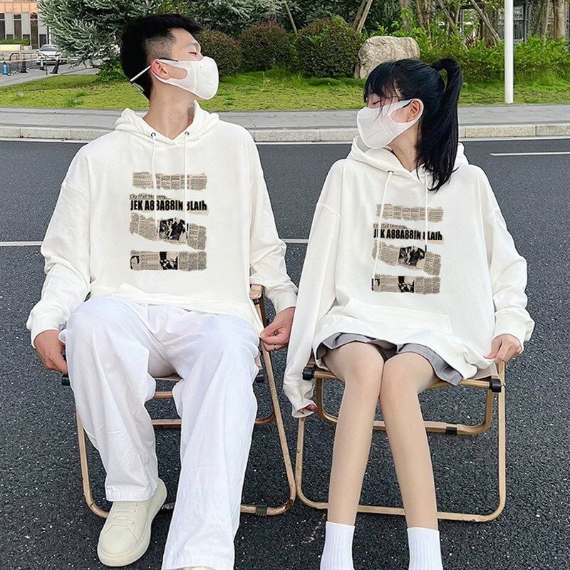 秋冬新款情侣卫衣韩版潮流个性印花宽松休闲百搭连帽卫衣衫情侣装