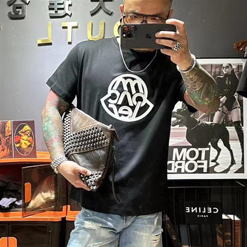 高端丝光冰丝棉打底衫圆领短袖T恤男型时尚休闲简单潮牌欧货高品