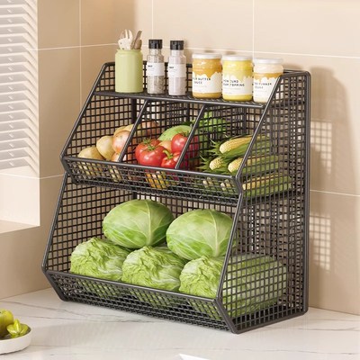 厨房台面蔬菜置物架桌面上储菜篮子灶台菜架子多层放水果蔬收纳筐